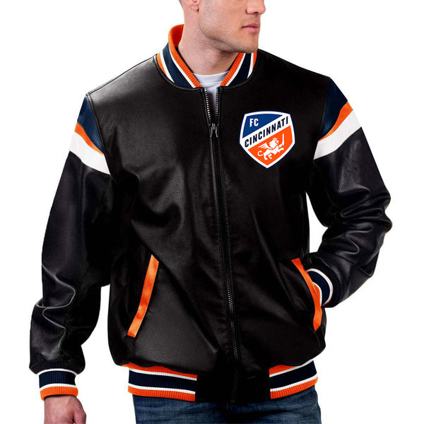 MLS FC Cincinnati leather jacket back view in France style