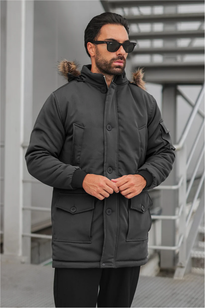 Long parka coat with insulated lining in USA
