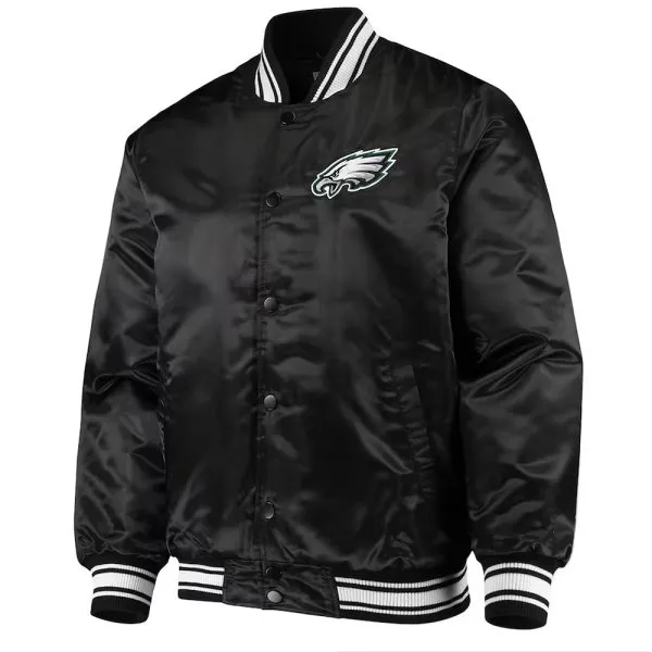 Shop Philadelphia Eagles Locker Room Black Satin Jacket