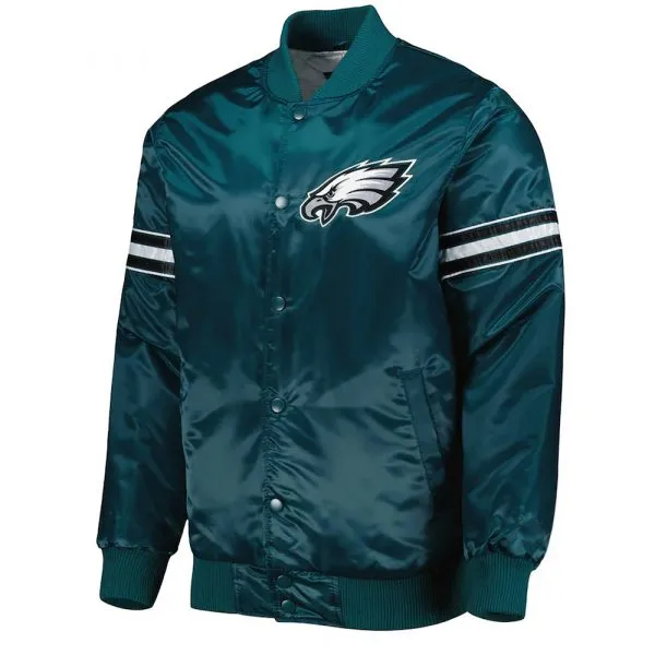 Shop The Pick and Roll Philadelphia Eagles Midnight Green Satin Jacket