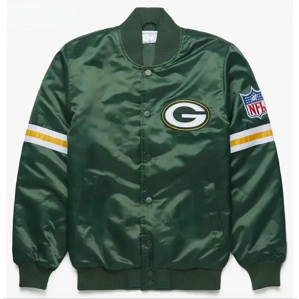 Shop Green Bay Packers Striped Green Satin Jacket