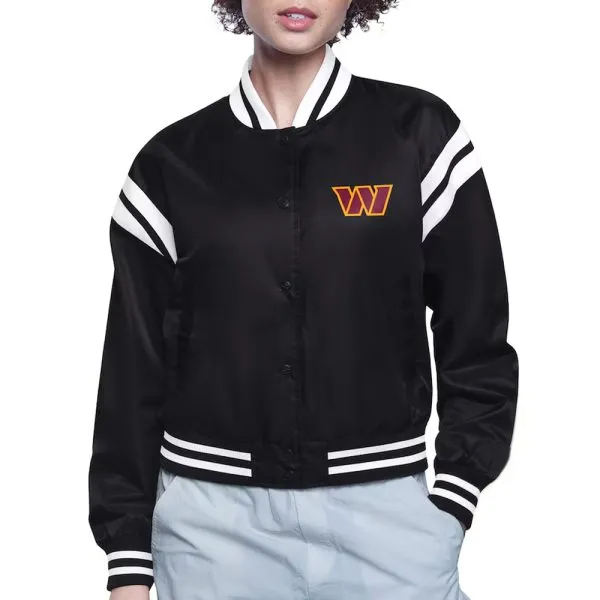 Shop Washington Commanders Round Team Logo Black Cropped Jacket