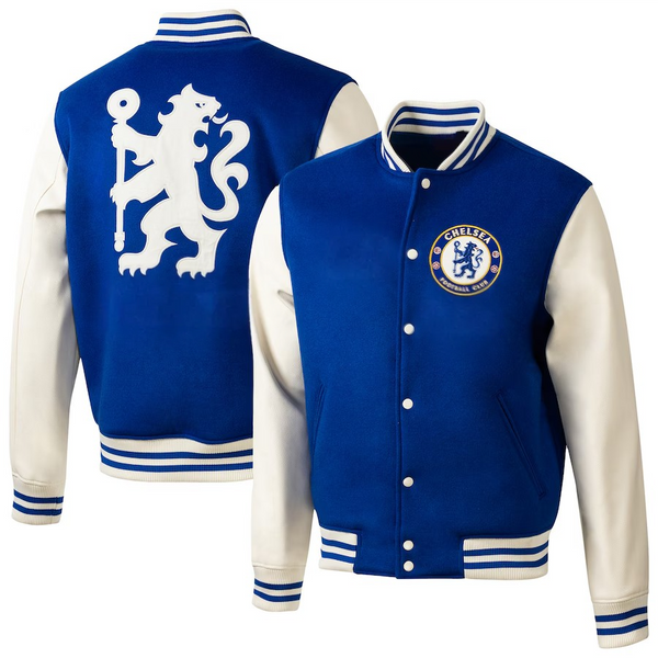 Men's Sport Design Sweden Free Kick Wool Varsity Jacket - Blue