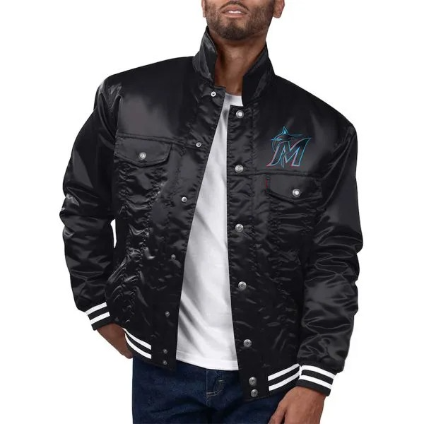Miami Marlins black silver tab trucker jacket in USA