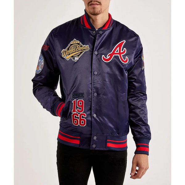 atlanta braves world series satin varsity jacket

