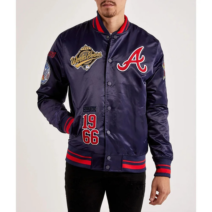 atlanta braves world series satin varsity jacket

