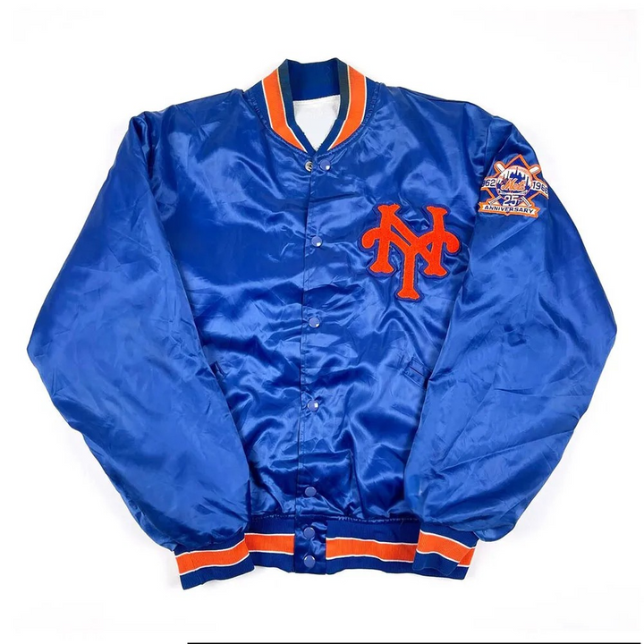 New York Knicks pinstripe satin jacket off-white


