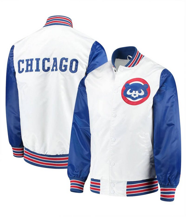 Chicago Cubs Varsity Royal Blue and White Satin Jacket