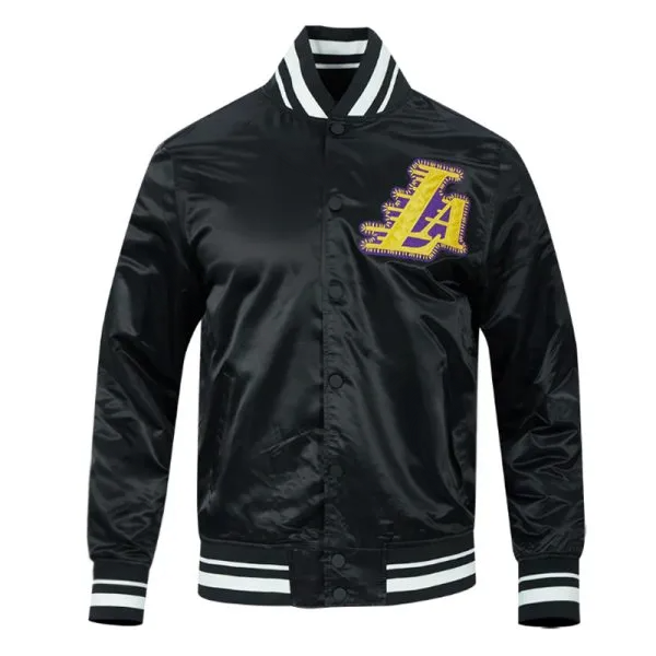 Shop LA Lakers Diy Pick Stitch Classic Rib Satin Jacket