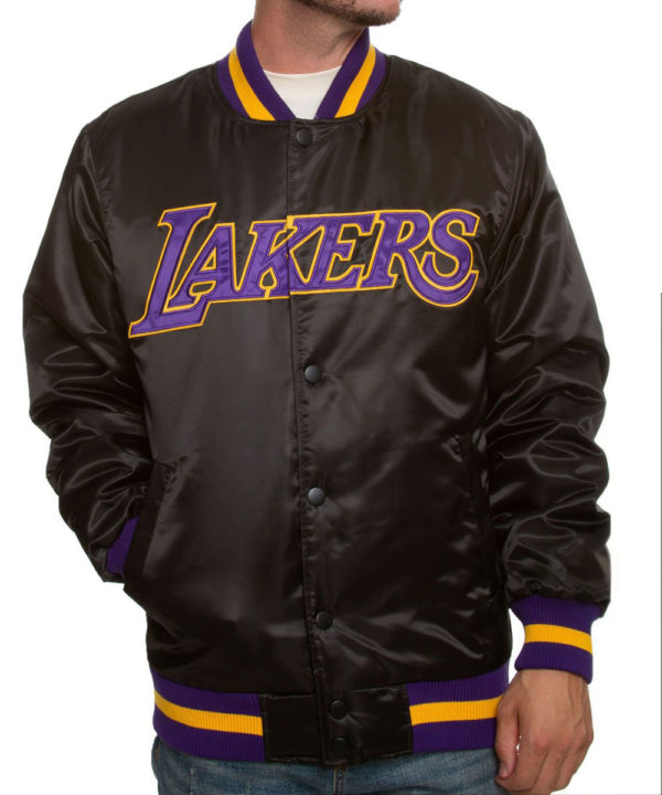 Shop Men’s Los Angeles Lakers Black Satin Jacket