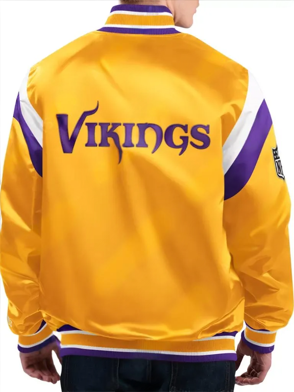 back view front view NFL Minnesota Vikings Satin Jacket Men and Women