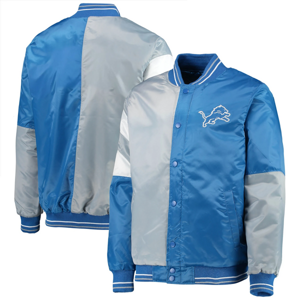 Detroit Lions Leader Blue Gray varsity jacket

