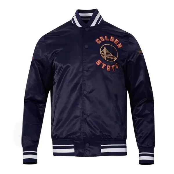 Shop Golden State Warriors 2024/25 City Edition Chenille Navy Satin Jacket