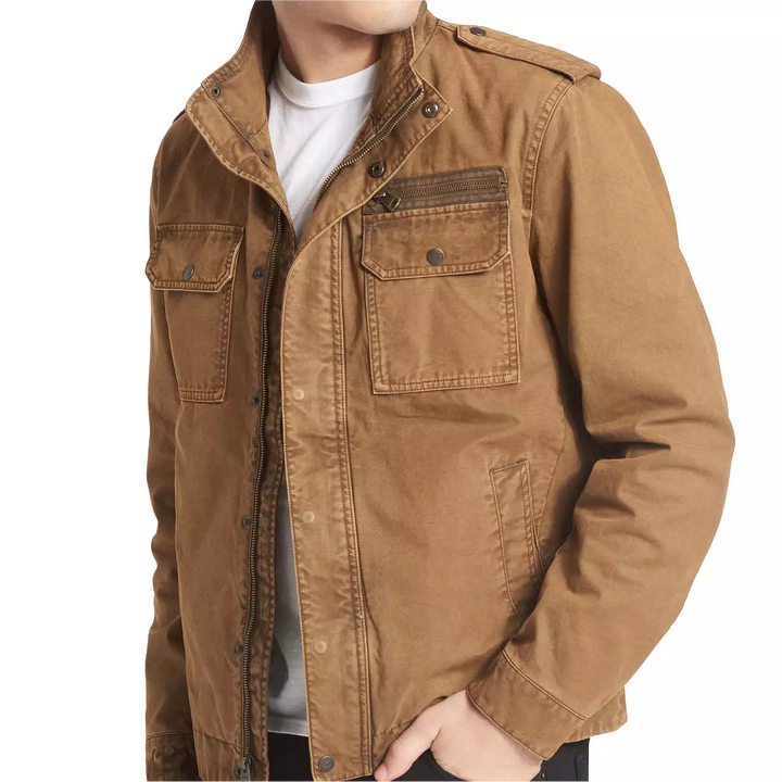 Brown Men's Cotton Military Jacket USA Market