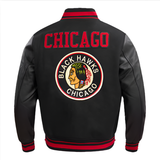 NHL Chicago Blackhawks Retro Classic Men's Rib Wool Varsity Jacket