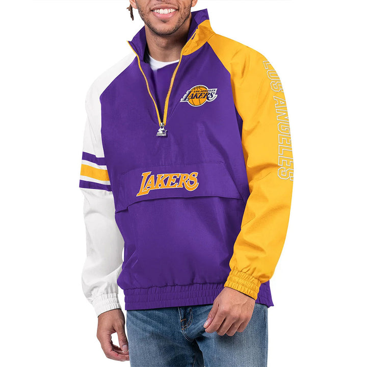 Front View LA Lakers Elite Half Zip Pullover Jacket