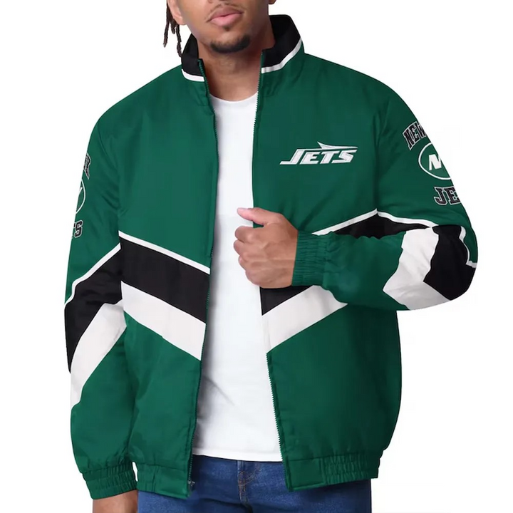 New York Jets full-zip puffer jacket green and white

