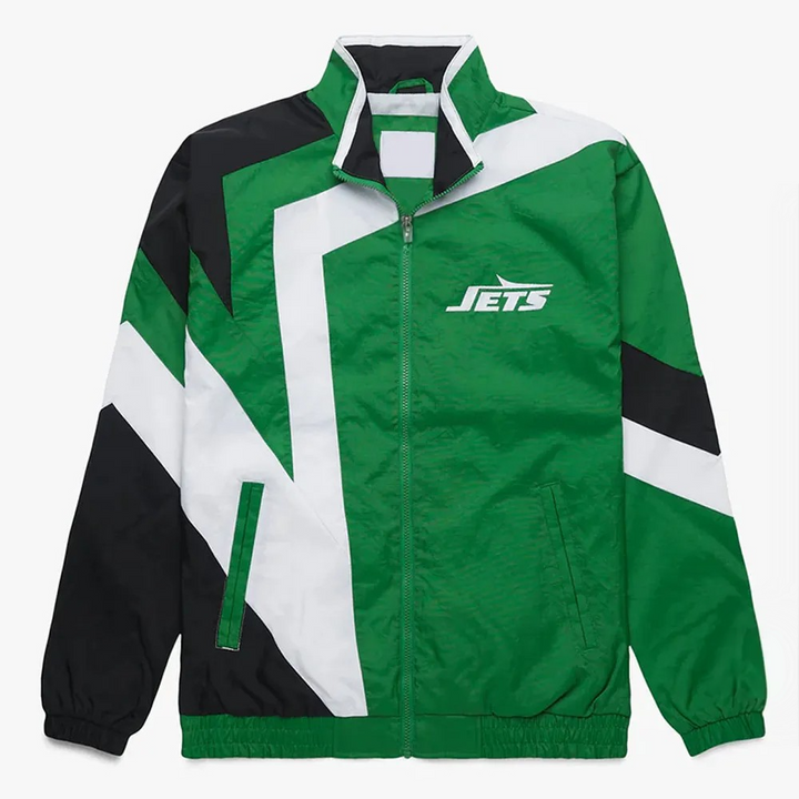 New York Jets windbreaker jacket in green color front view

