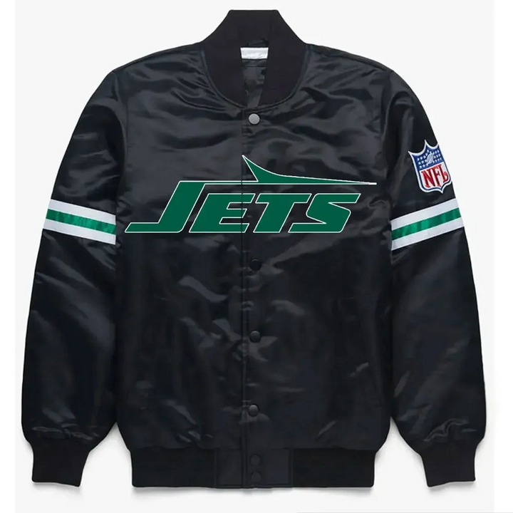 Method Man New York Jets black satin jacket front view


