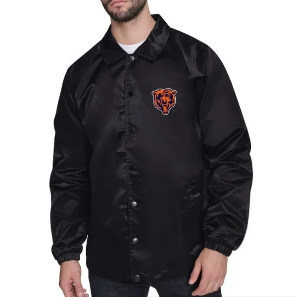 Navy blue satin Chicago Bears logo jacket

