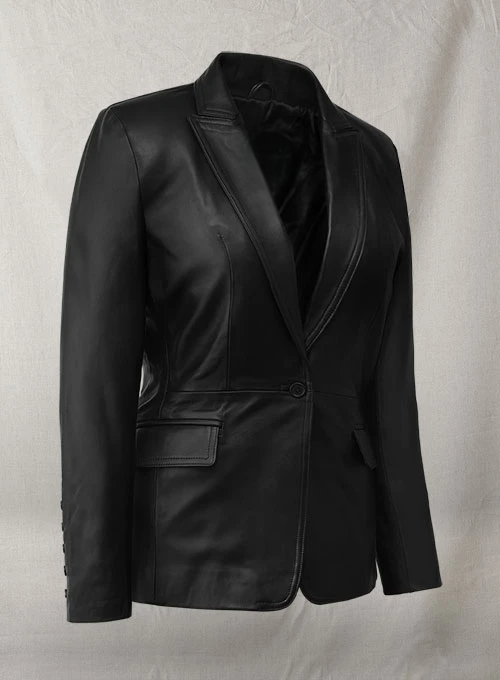 Trendy Leather Blazer Worn by Scarlett Johansson in The Winter Soldier
