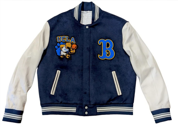 Vintage UCLA Bruins letterman varsity jacket showcasing iconic NCAA team branding and timeless style