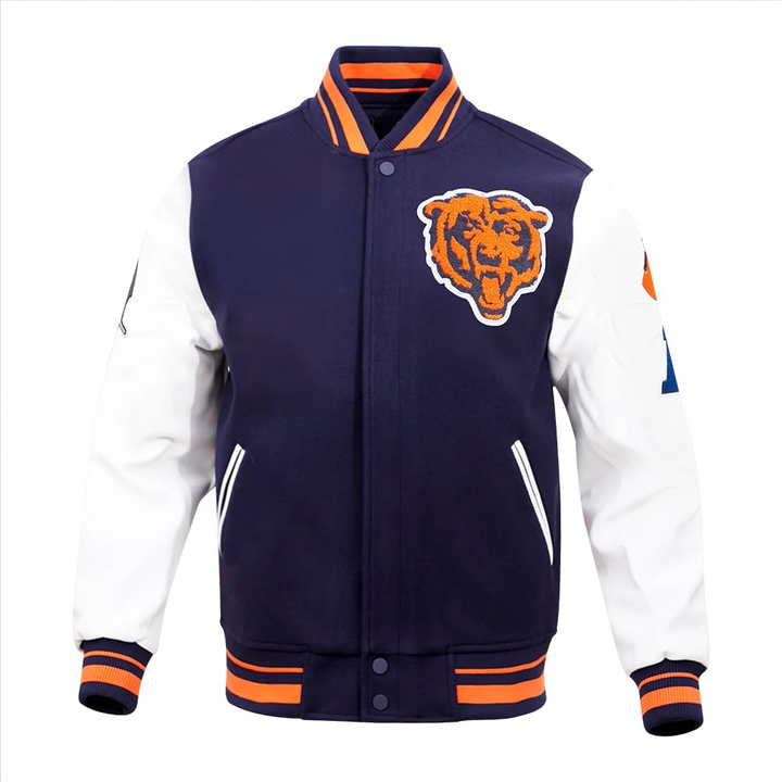 Chicago Bears retro classic men's rib wool varsity jacket