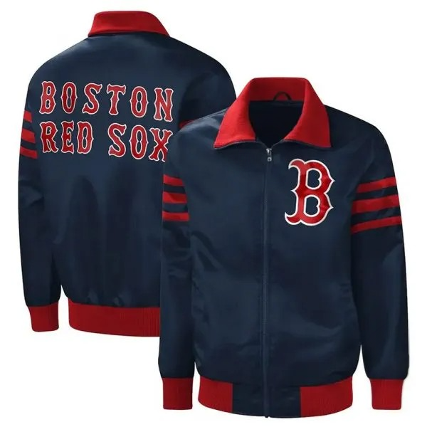 Navy Boston Red Sox varsity satin jacket

