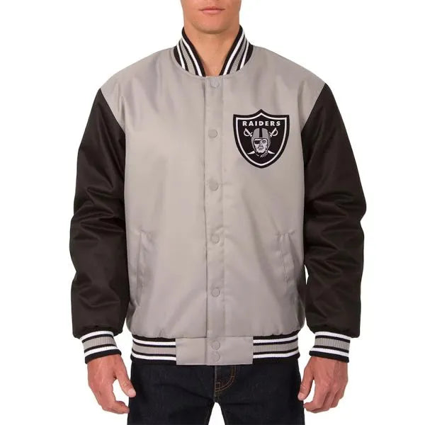 Black and gray poly twill Raiders jacket in USA
