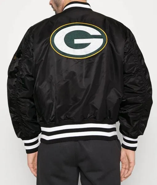 Unisex Packers bomber jacket with satin finish in USA