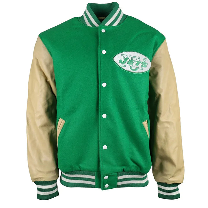 New York Jets green and beige varsity jacket

