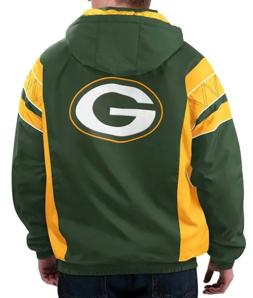 Half-zip Green Bay Packers hoodie with team logo on front in USA