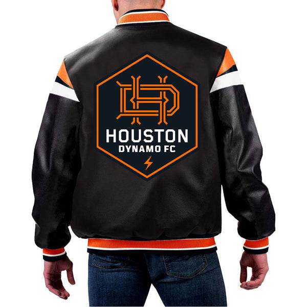 MLS Houston Dynamo FC leather jacket front view in USA