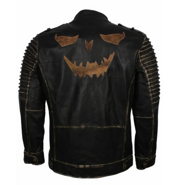 Men's Handmade Vintage Halloween Leather Jacket  for Halloween By TJS