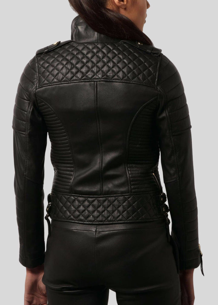 premium design quilted leather jacket for women in usa