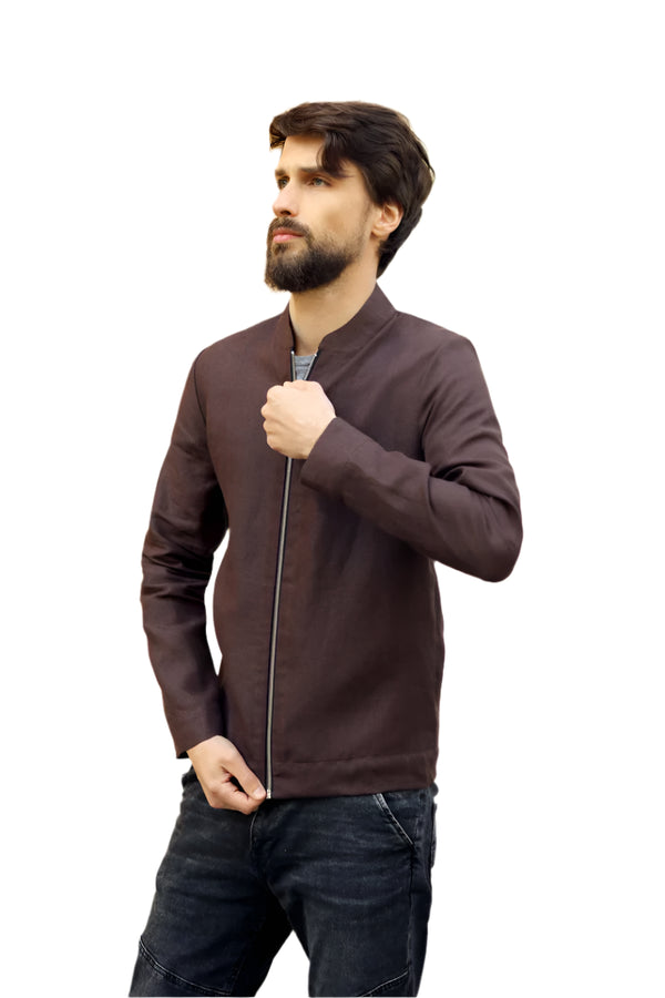 Lightweight men's linen bomber jacket for summer in USA