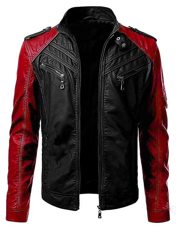 Mens Black Leather Jacket by TJS