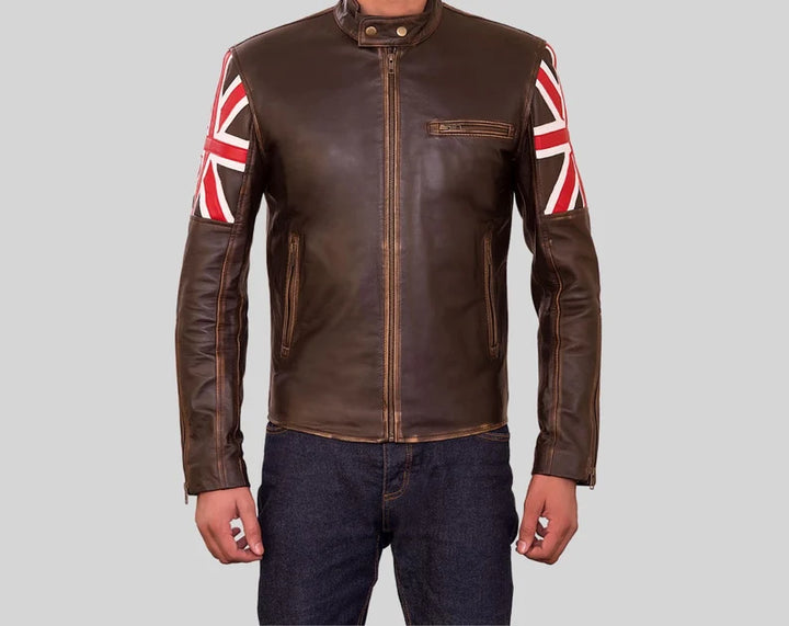 Elegant brown vintage British leather jacket in German market