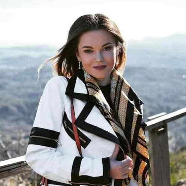 Women's Real Leather White Fashion Biker Jacket
