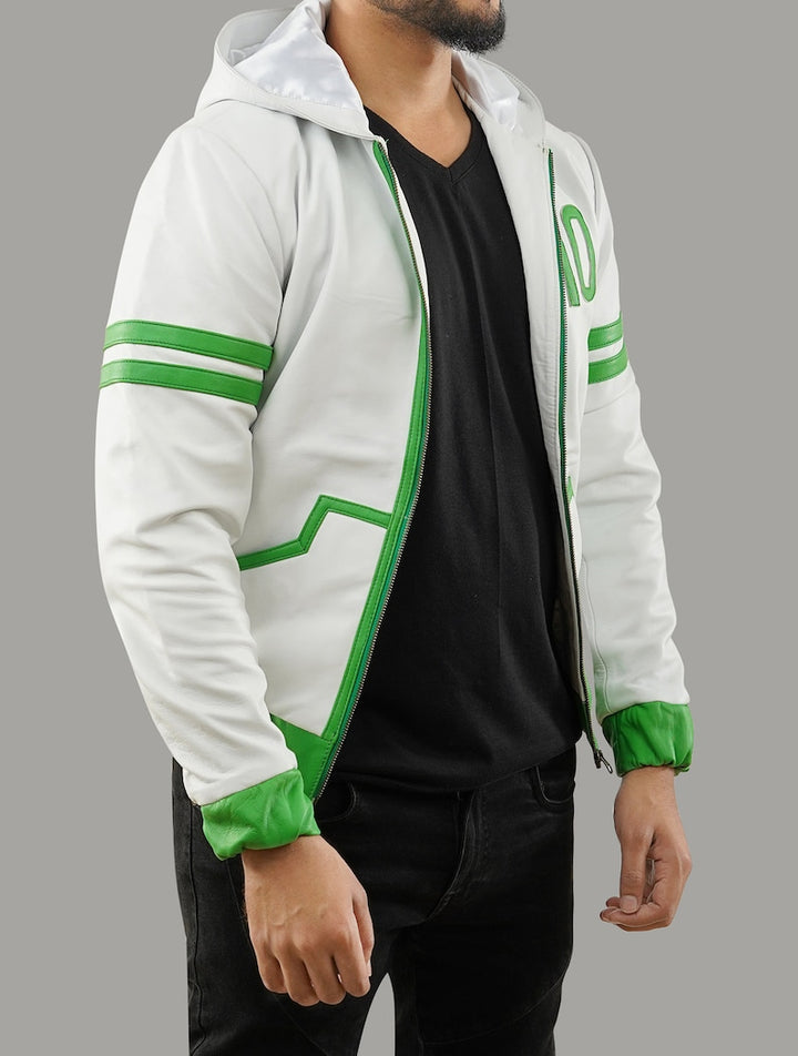 Green and white leather jacket inspired by Ben 10 Omniverse in USA