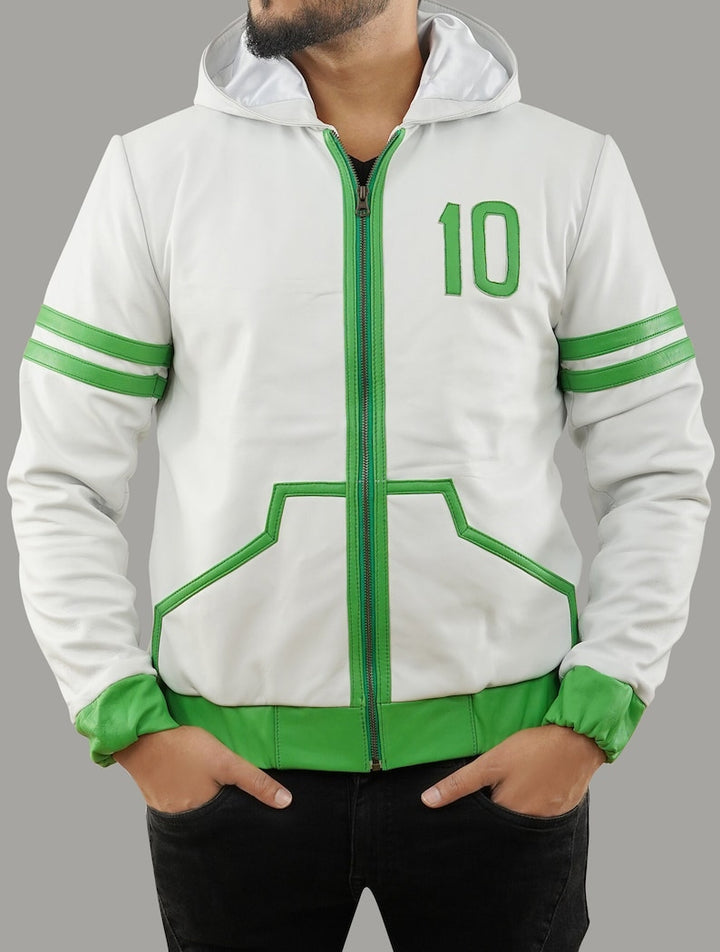 Ben 10 Omniverse green and white hooded leather jacket in USA