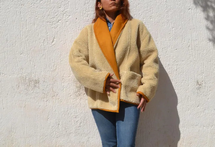 Retro camel suede-look jacket with soft inner lining in USA