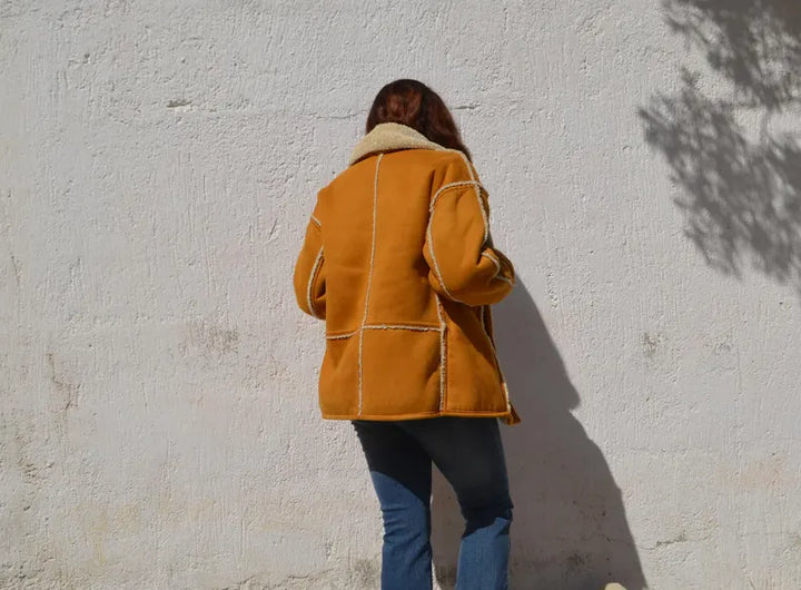 Classic camel faux suede jacket for men and women in USA