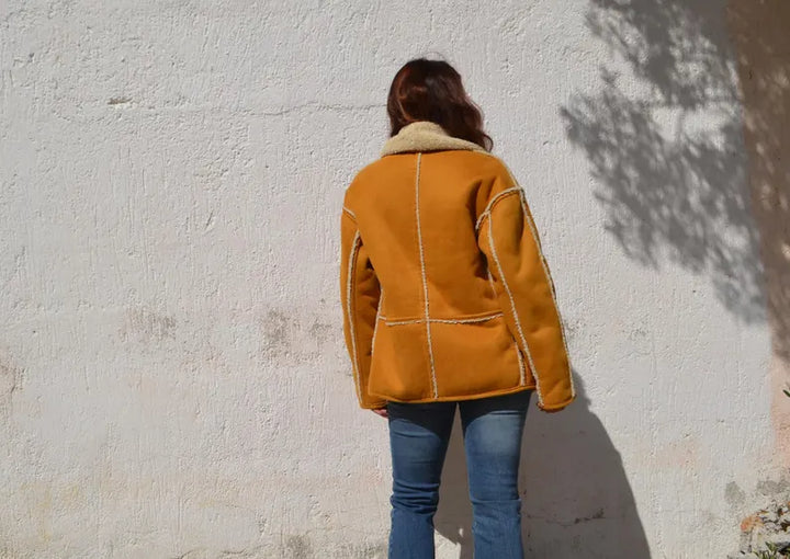 Double-sided vintage-style faux suede coat in USA