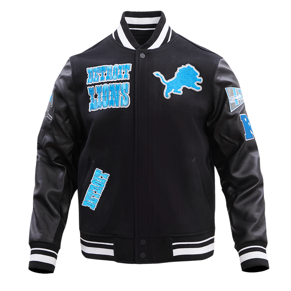 NFL Detroit Lions Retro Wool Varsity Jacket with Classic Team Logo on Chest