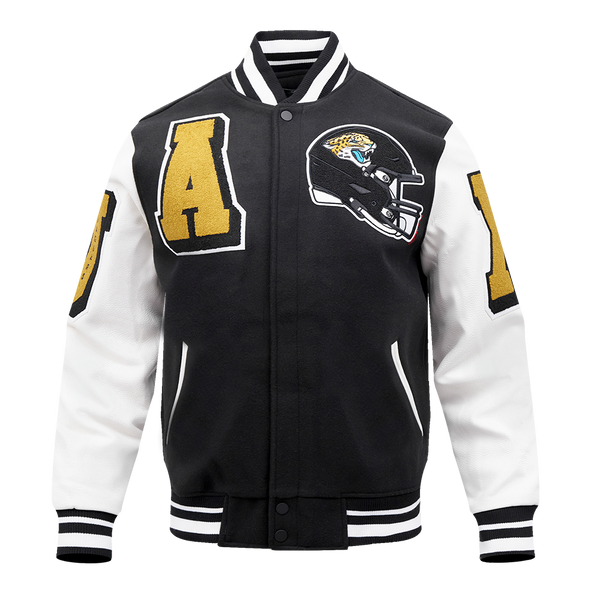 Front view of the Jacksonville Jaguars varsity jacket.