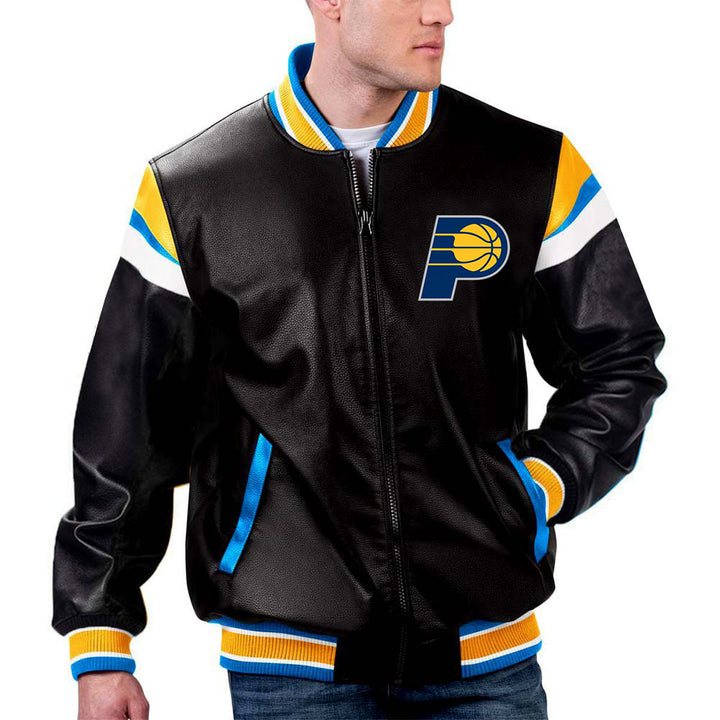 Indiana Pacers NBA Team Leather Jacket by TJS in France style