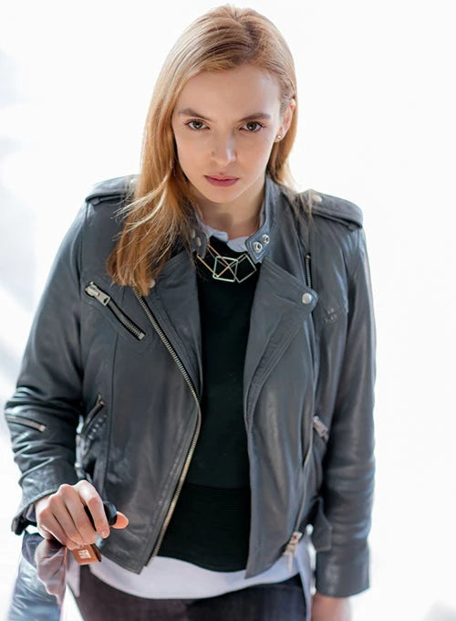 Stylish Jodie Comer Leather Jacket from Doctor Foster
