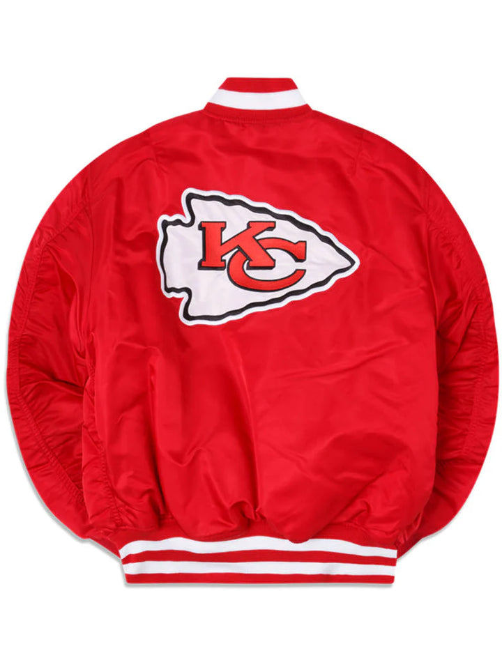 Kansas City Chiefs red satin bomber

