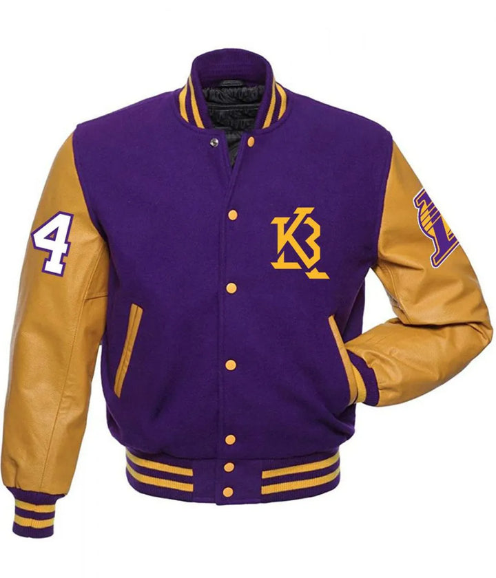 NBA Los Angeles Lakers KB 24 Angel Letterman Purple and Yellow Jacket